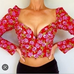 Zara Red Floral Top
